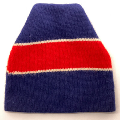 Retro Pointy Ski Winter hat blue with red stripe