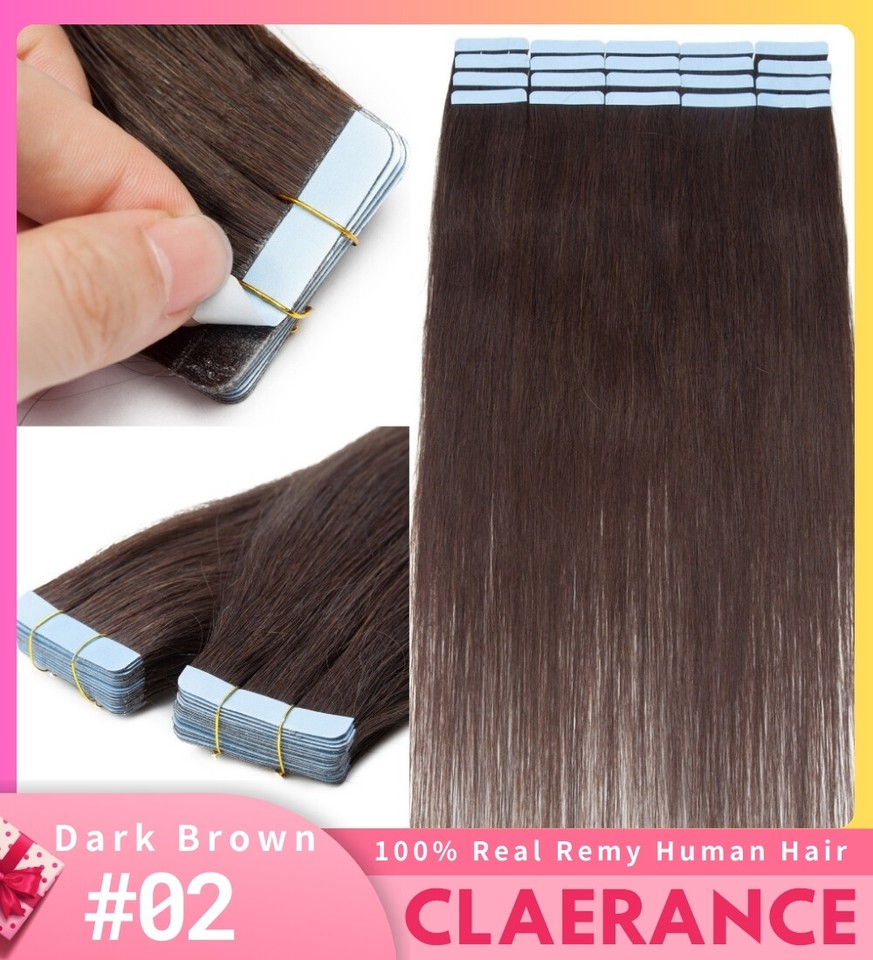 60PCS-150G Remy Human Hair Tape In Extensions 100% Real Thick Ombre ...