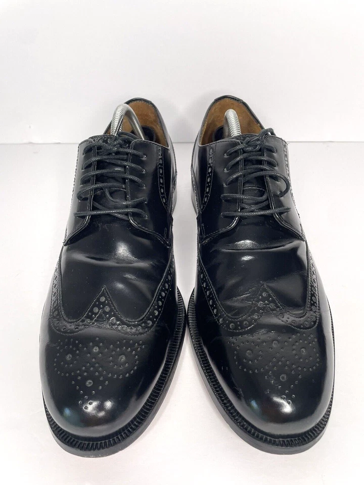 Zapatos Oxford David Taylor de cuero negro con punta de ala para hombre talla 11 Foto 4 de 4
