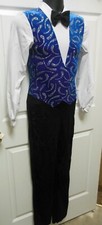Mens DANCE GLITTERED JUMPSUIT ZIPPERBACK ROYAL Velvet/vest black pants