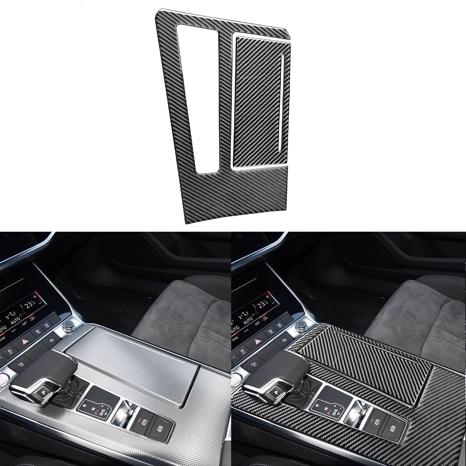 Real Carbon Fiber Console Gear Shift Panel Cover Trim For Audi A6 C8 A7 2019-24