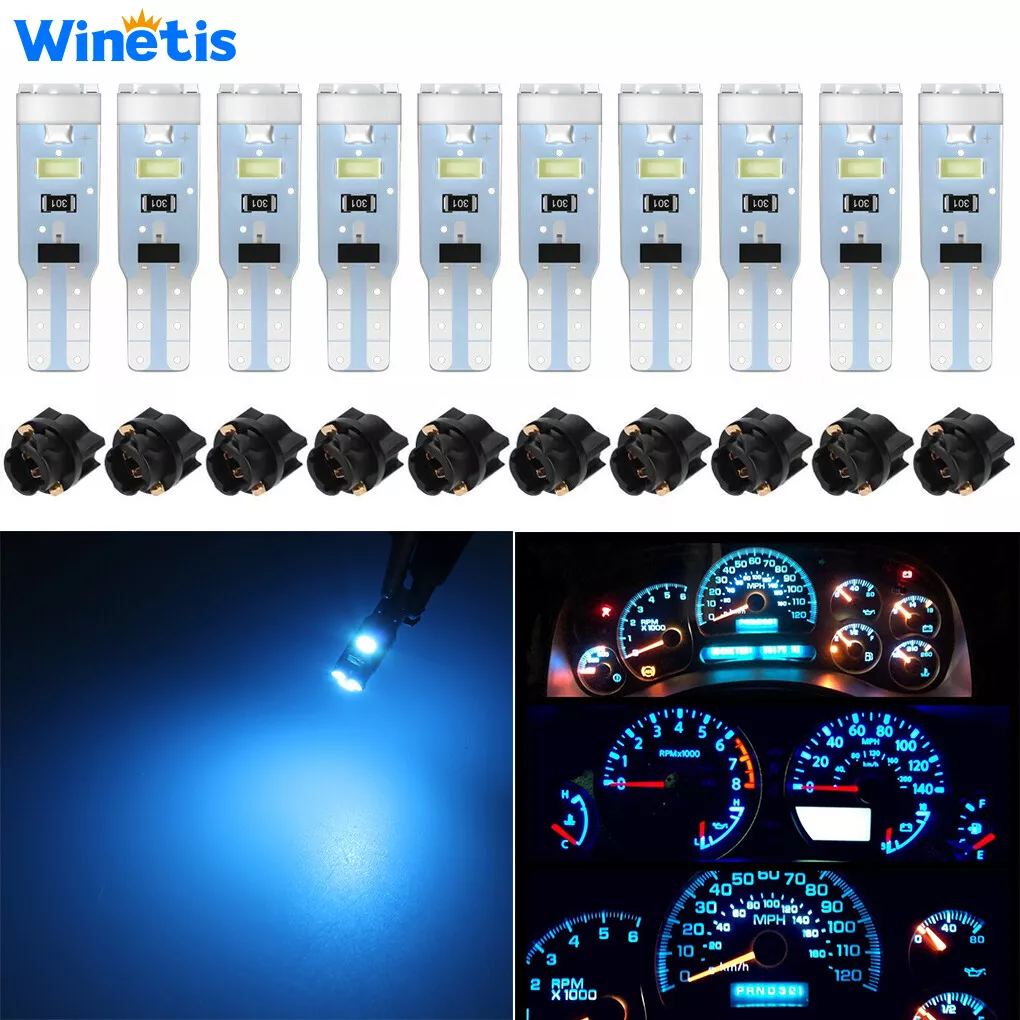 10X Ice Blue T5 74 LED Bulb w Socket Dash Instrument Panel Gauge Cluster Lights