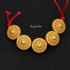 18k Solid Yellow Gold 8mm Fancy Granulation Coin Spacer Finding Bead 1 or 5 