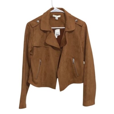 Est. 1946 Faux Suede Camel Colored Open Jacket Size Small New NWT