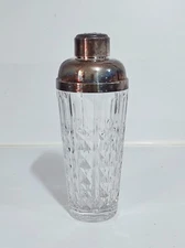 Shaker vintage per cocktail in vetro cristallo decorato miscelatore anni 60 70