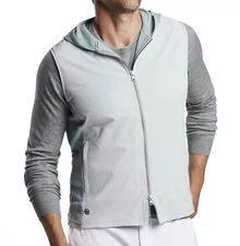 Peter Millar Crown Crafted Hybrid Vest Hoodie Performance Grey Solstice Mens XL