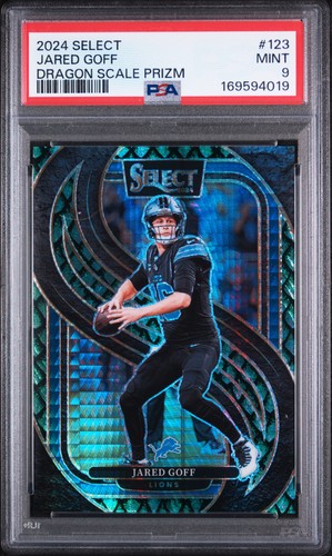 2024 PANINI SELECT DRAGON SCALE PRIZM #123 JARED GOFF 71/81 PSA 9