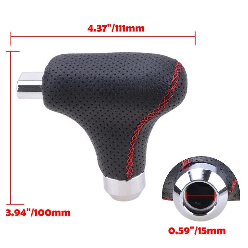With Button Automatic Transmission Leather Gear Stick Shifter Handle Shift Knob Foto 2 de 4