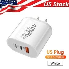 Dual PD 40W Fast Wall Charger Power Adapter For iPhone 17 Pro Max 15 13 12 Plus