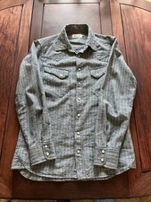 Taylor Stitch Pearl Snap Western Shirt Hemp Organic Cotton Blue - 38 Small