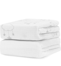 Newton Wishing Star Twilight Grey/white Solid Standard Crib Sheets 2 Pack 3020WS