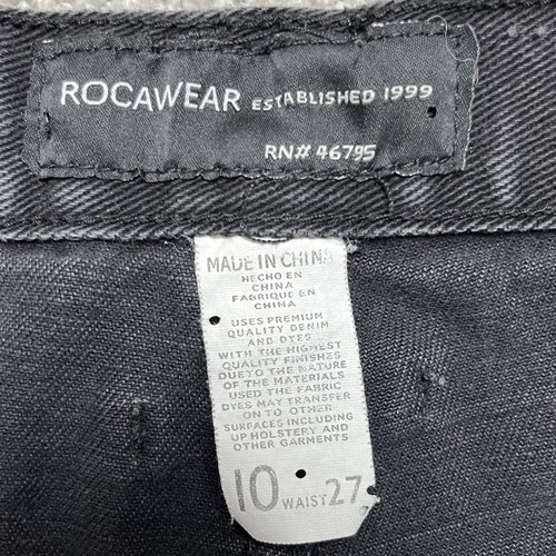 VTG Rocawear Denim Jean Shorts Boys 10 Mzrs 25x9.5 Black Embroidered Jorts Y2K - Picture 14 of 24