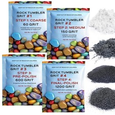 Rock Tumbler Grit Polish Refill Kit - 4-Step Polishing Set Coarse/Medium/P...