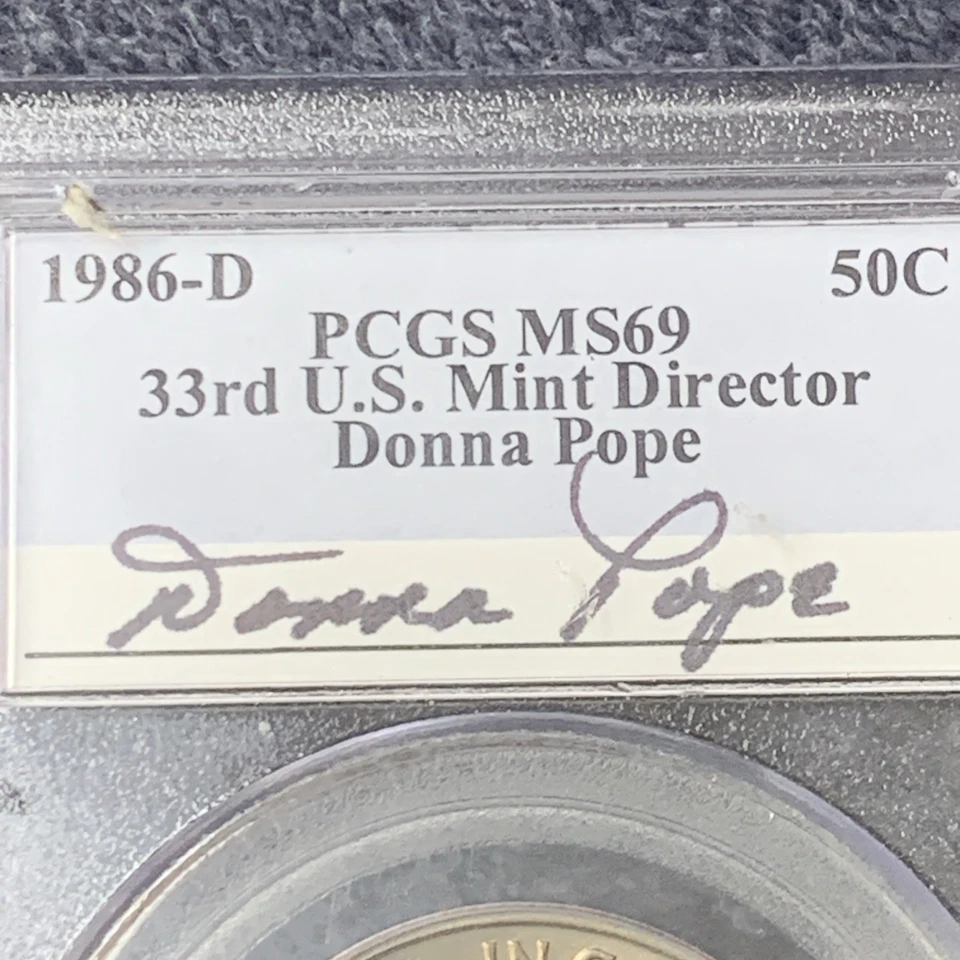 1986-D Signed PCGS PR69DCAM 33rd US Mint Director Donna Pope Half Dollar - Image 3 of 4