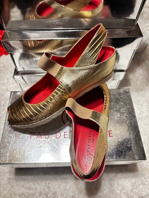 Pad De Rouge Sylvia Sling Back Metallic Gold Sandals 41 Lightweight Flex Sole