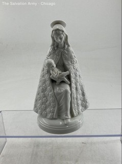 Porcelain Madonna And Child Christmas Decorative Figurine In Blue Gown