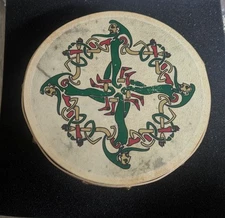 8” Celtic Bodhran Waltons Percussion Irish Hand Drum Vintage Colorful With Tag