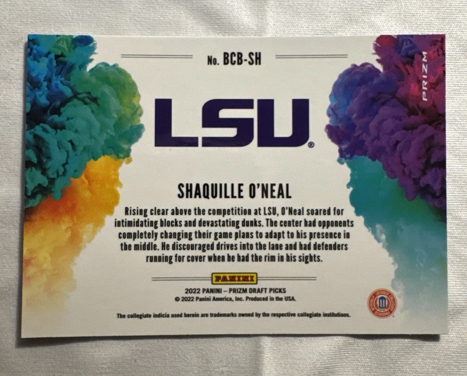 Selecciones del draft Panini Prizm 2022 Shaquille O’Neal Black Colorblast LSU #BCB-SH Foto 2 de 2