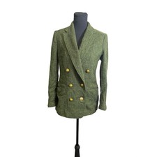 J.Crew Bristol Blazer Womens 4 Green Wool Herringbone Double Breasted AQ198