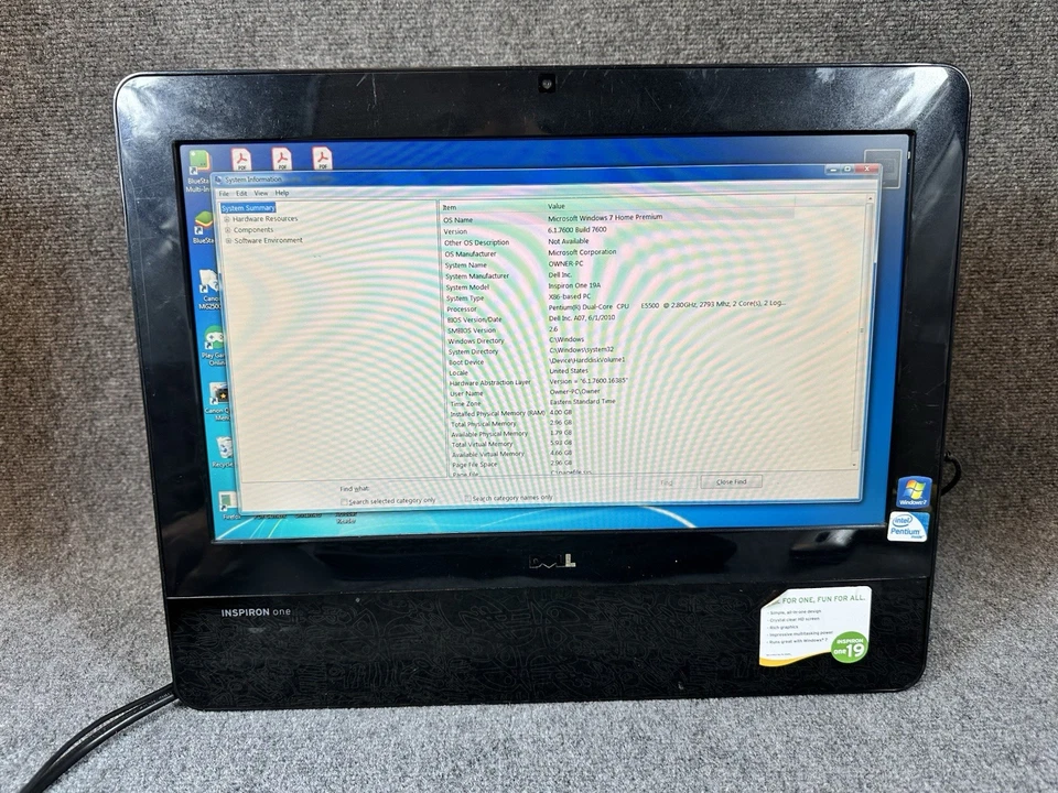 Dell Inspiron One 19 All-in-One 19” Pentium E5500 4GB RAM Windows 7 - Image 2 of 4