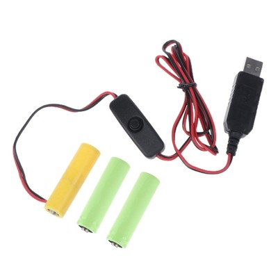 AA LR6 Dummy Battery Power Cable Cord with Switches for 4.5V Toy Radio LED Light