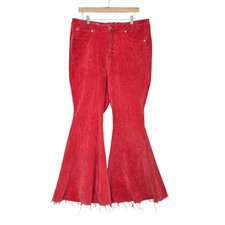 We The Free Free People Thirty-Five Red Corduroy Flare Pants Lace Up Back 35