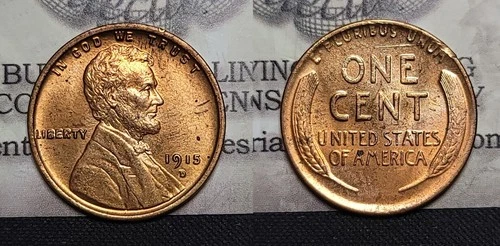 1915 S Lincoln Wheat Cent 1C BU Rim Damage Nice Color