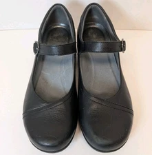Dansko Black Leather Mary Janes Size 38 (8) Hook & Loop Strap No Original Box