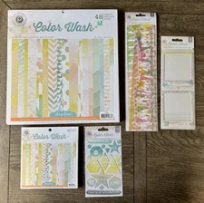 Pink Paislee *COLOR WASH* 12x12 Paper Pad & Embellishment LOT 6x6 Pad Stickers