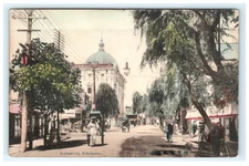 Vintage Bashamichi Yokohama Street Scene Japan Lithograph Postcard