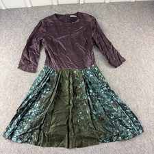 Vintage Just In Case Dress Womens Size UK 8 Green Purple Floral Print Silk FR 36