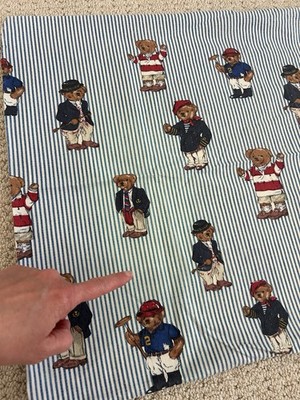 Vintage Ralph Lauren Polo Striped Teddy Bear Comforter & Twin