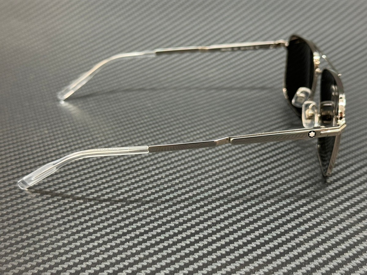 MONT BLANC MB0278S 001 Silver Grey Men's 56 mm Extra Large