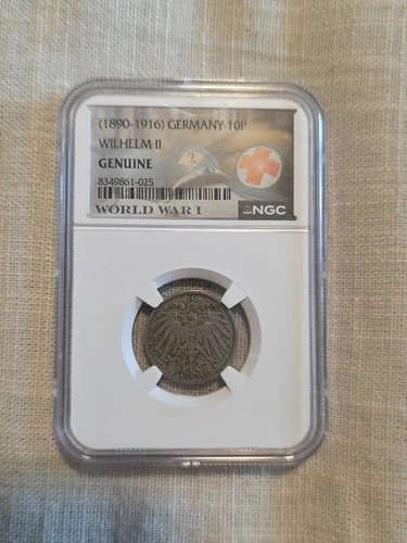 1900  Germany 10P WW1 Special Label NGC Slabbed Genuine Wilhelm II