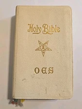 Vintage Used Freemasons Eastern Star White Small Bible Holman King James OES 
