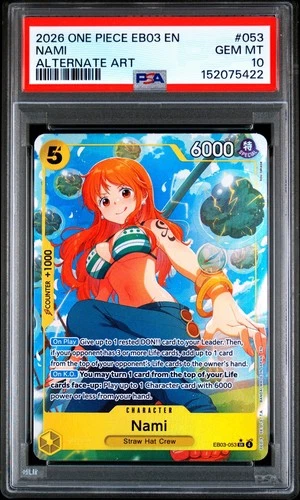 Nami EB03-053 SR Parallel Alt Art One Piece Card Game PSA 10