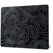 Glass Mouse Pad for Gaming, Black Topographic Hard Gaming Mousepad, Professio...