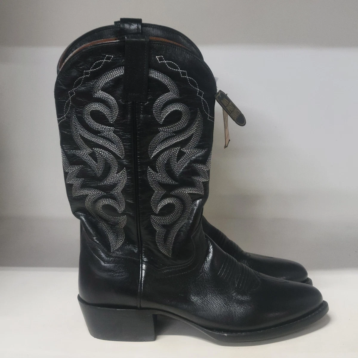 Dan Post Men Size 12 Black.stitch Leather Silver Chain Strap Harness Cowboy Boot Dan Post Black Western Boots for Men for Sale | Shop New  main image 3