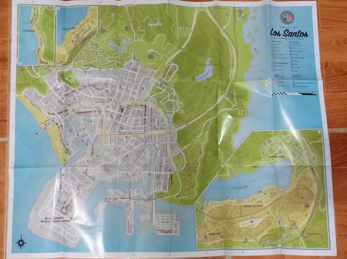 Grand Theft Auto V Los Santos Double-sided Map Poster - 26 x 22