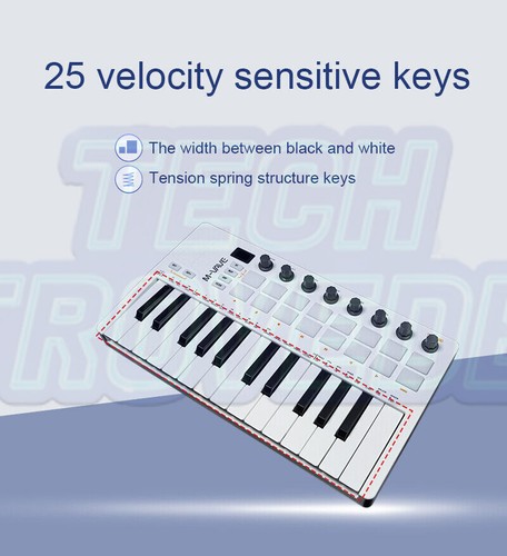 M-VAVE 25-Key MIDI Keyboard SMK-25 Ⅱ Black White Mini Portable DJ Controller Pad - Bild 5 von 15