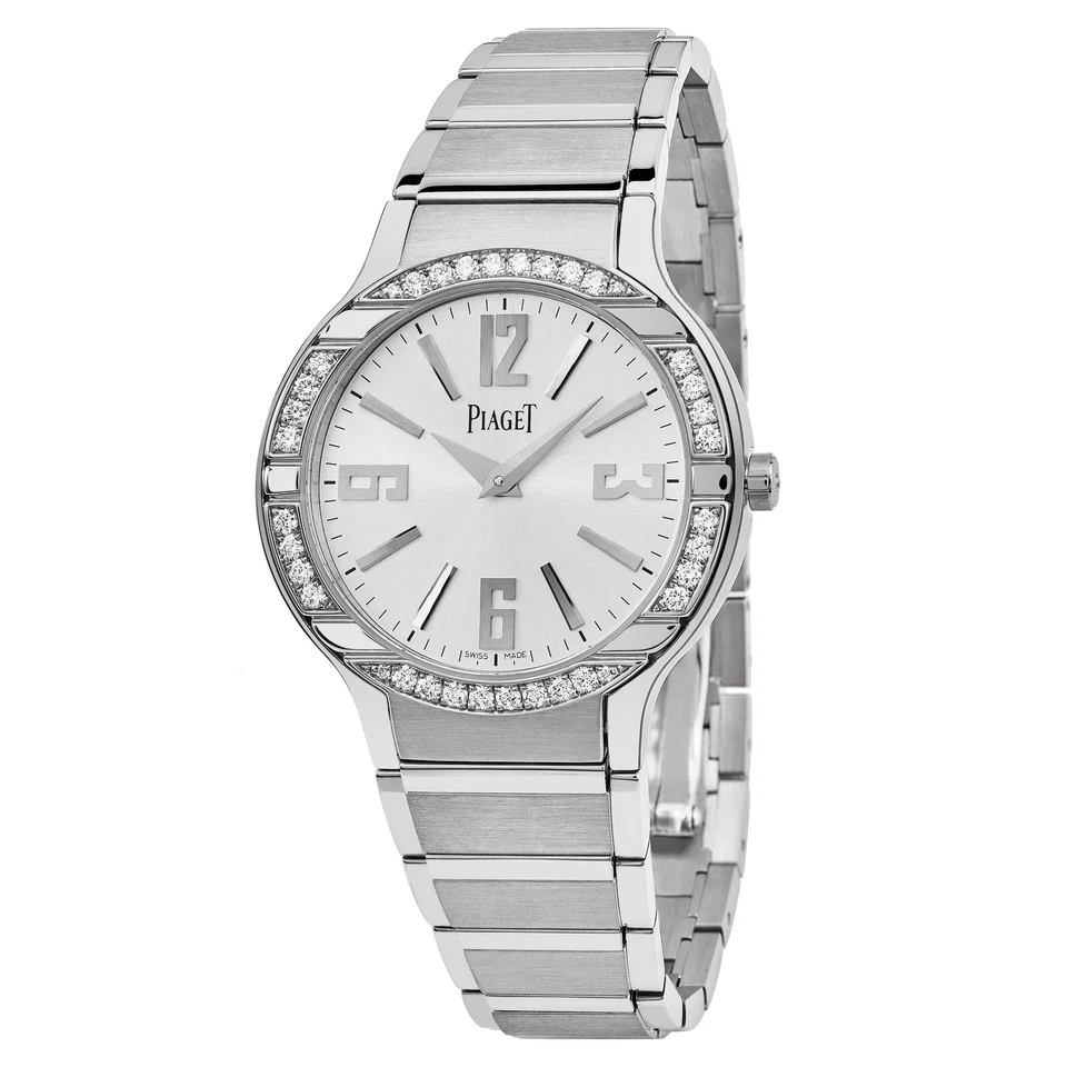 Reloj PIAGET Polo esfera plateada oro blanco 18 quilates pulsera diamante damas G0A36231