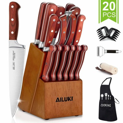 Knife Set Ailuki 20 Piece Kitchen Knife Set With Block Wooden