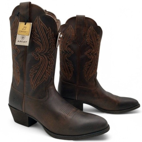 Bota occidental Ariat para mujer talla 12 marrón envejecido Heritage punta R ajuste elástico - Imagen 5 de 16