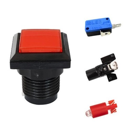 1Pcs New Arcade Square Push Buttons Illumilated LED Light w/ Microswitch 33*33mm - Picture 3 of 28