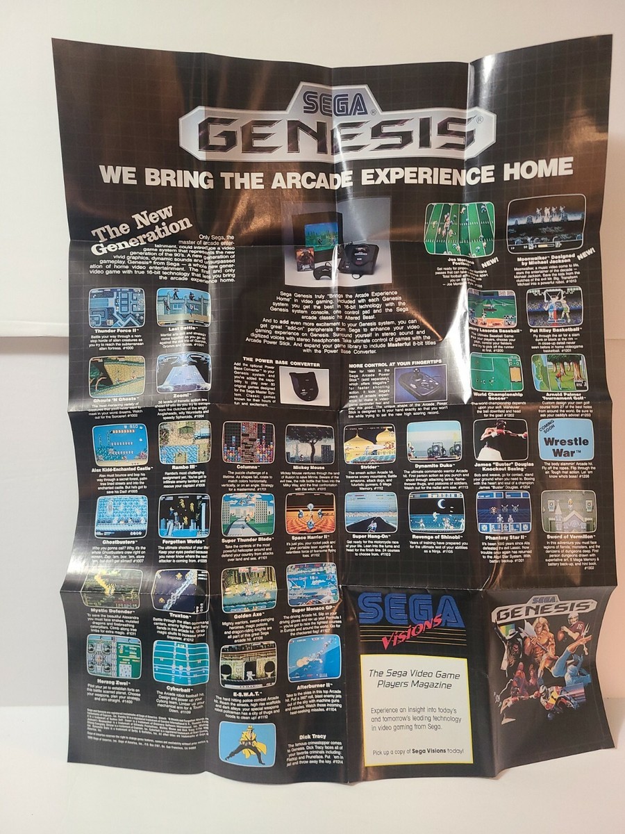 Sega Genesis Visions Poster promo insert 1990 - 16-3/4