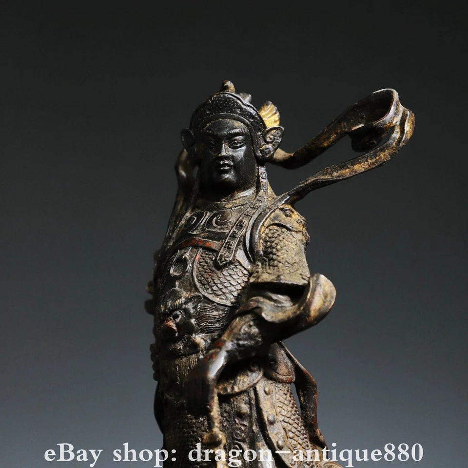 10" Rare Old Chinese Copper Gild Buddhism Je Tsongkhapa Buddha Statue sculpture - Image 4 of 4