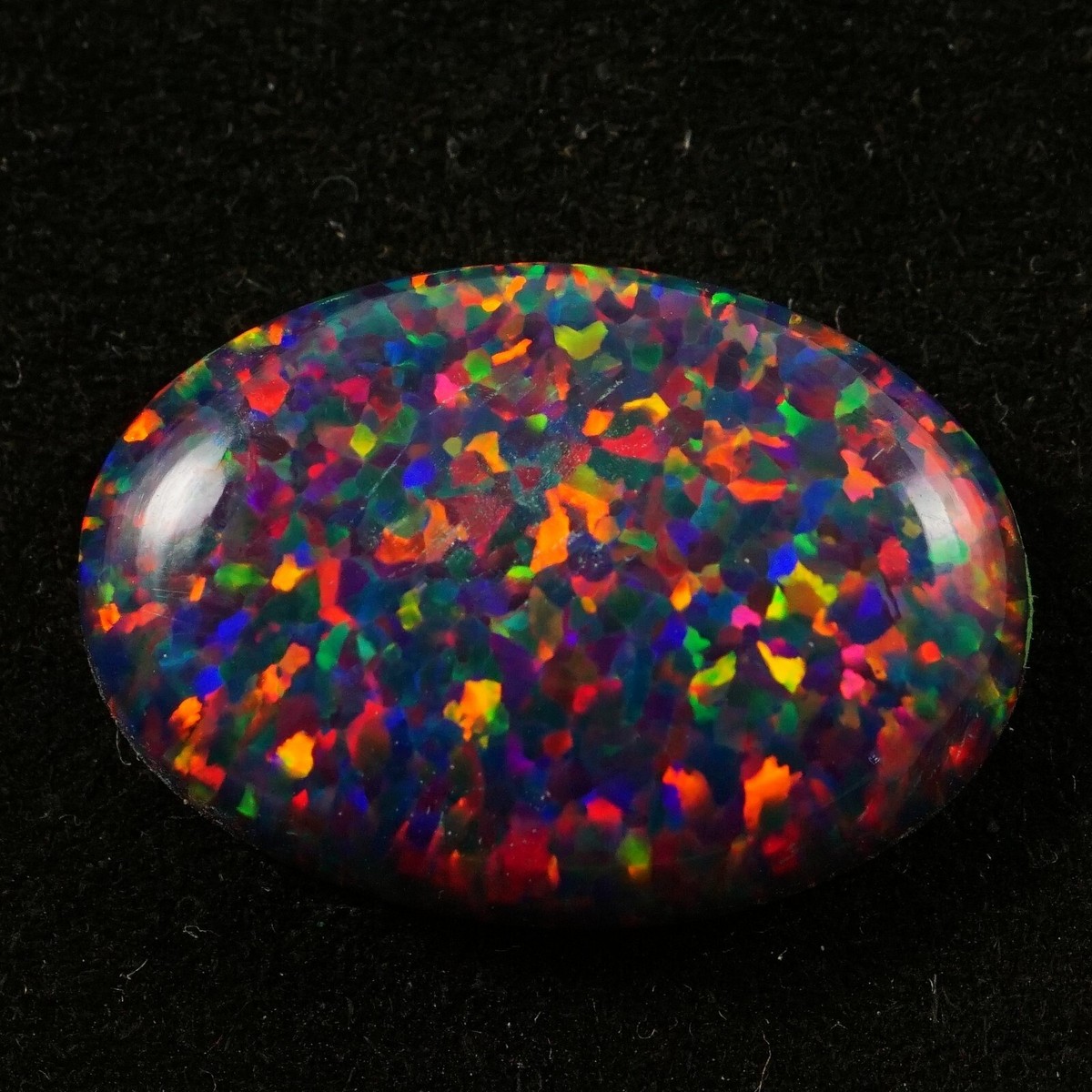 Black Opal Cabochon 14x10mm 3.5 Carats AAA+ Lab-Created Loose Gemstone From Australia