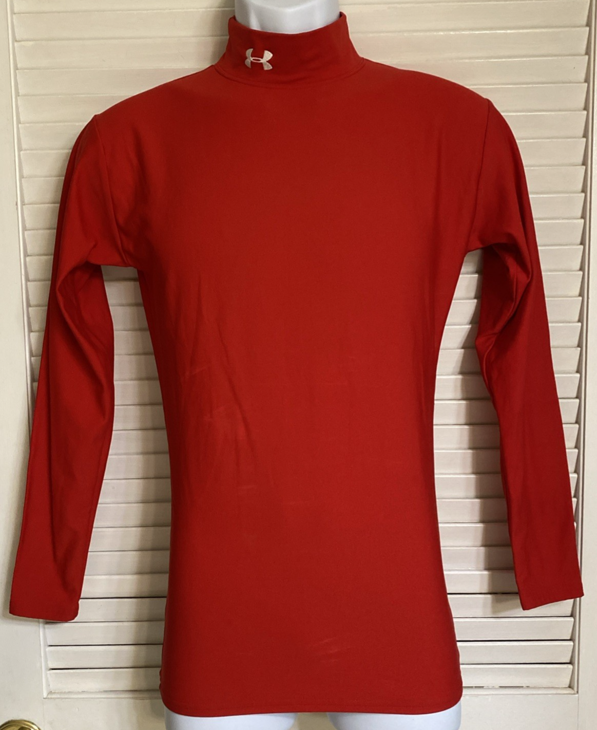 Under Armour Compression Mock Long Sleeve Shirt Medium Red
