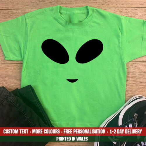 Kids Alien Face Eyes T Shirt Funny Halloween Spooky UFO Fancy Dress Gift  Top | eBay