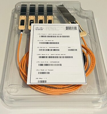Cisco 40G QSFP auf 4x 10G SFP+ Aktives Optisches Breakout Kabel 1M - QSFP-4X10G-AOC1M